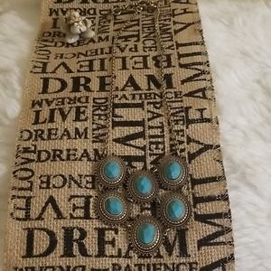 Brass toned with torquoise necklace